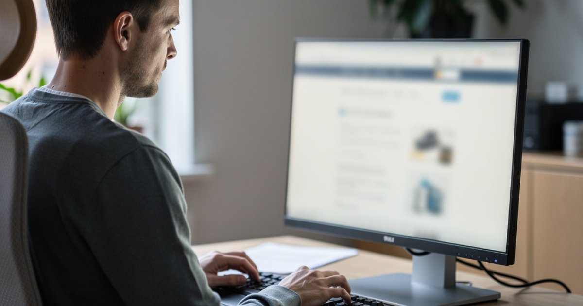 Person testing an online store using only a keyboard at a computer