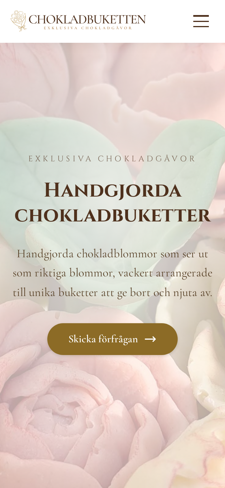 Choklad Buketten · Vi gav Choklad Buketten en digital närvaro med webbplats, egen .SE-domän och professionell e-postadress för deras handgjorda chokladbuketter.