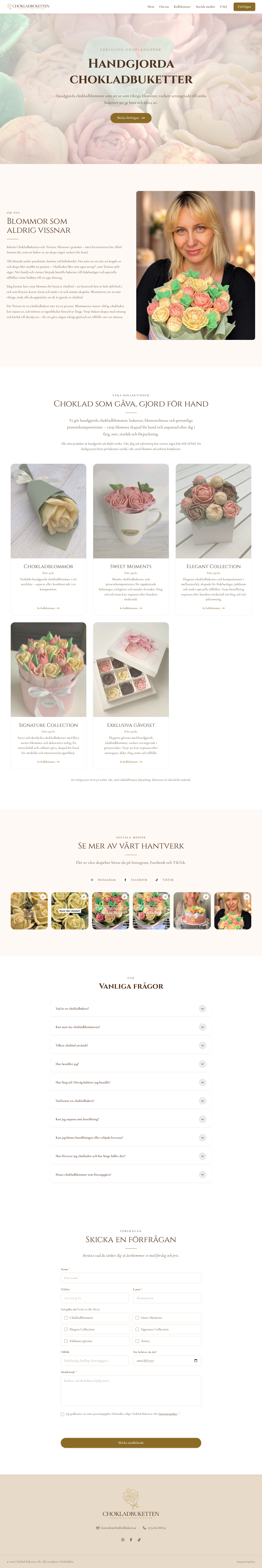 Choklad Buketten · Vi gav Choklad Buketten en digital närvaro med webbplats, egen .SE-domän och professionell e-postadress för deras handgjorda chokladbuketter.