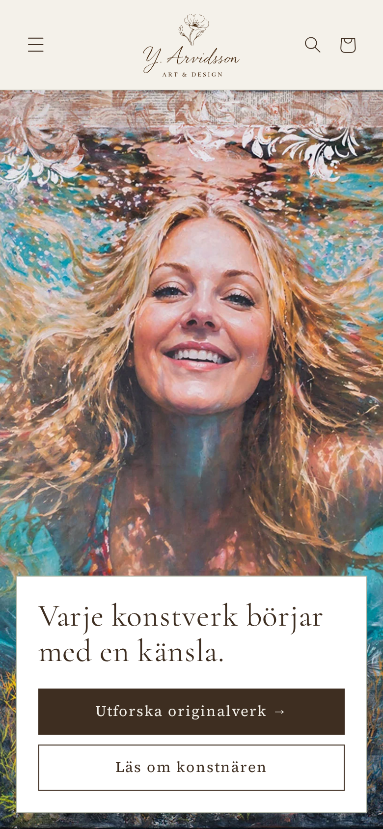 Y. Arvidsson Art & Design · We built a webshop for Y. Arvidsson Art & Design, where the artist Yvonne Arvidsson sells original works, art prints and cards.